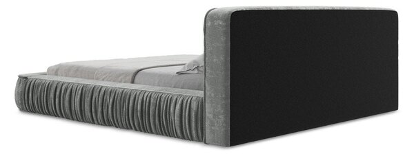 Szare tapicerowane łóżko dwuosobowe ze schowkiem i stelażem 140x200 cm Keoni – Makamii