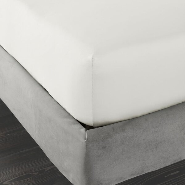 Prześcieradło z satyny bawełnianej z gumką w kolorze kości słoniowej 90x190 cm Cotton Sateen – Bianca