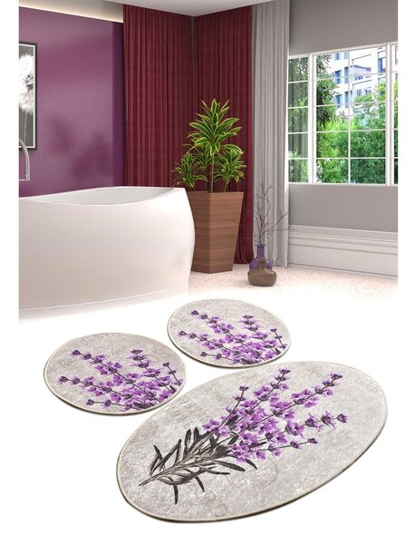 Fioletowo-beżowe dywaniki łazienkowe zestaw 3 szt. 60x100 cm Lavender – Foutastic