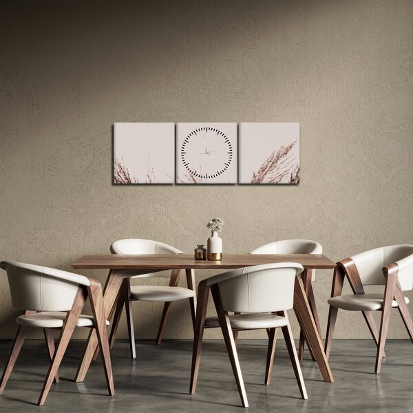 Obraz - Suszona trawa (z zegarem) (90x30 cm)
