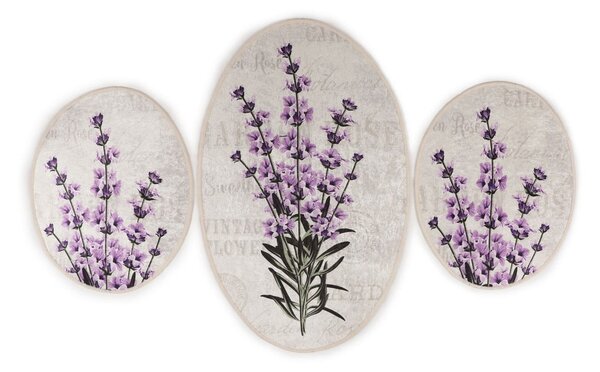 Fioletowo-beżowe dywaniki łazienkowe zestaw 3 szt. 60x100 cm Lavender – Foutastic