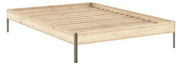 Łóżko dwuosobowe z litego drewna sosnowego bez zagłówka ze stelażem 180x200 cm w naturalnym kolorze Core – Karup Design