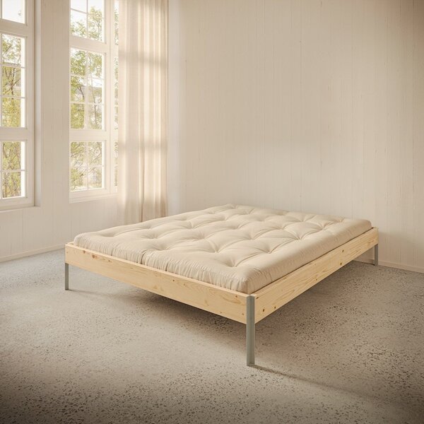 Łóżko dwuosobowe z litego drewna sosnowego bez zagłówka ze stelażem 180x200 cm w naturalnym kolorze Core – Karup Design