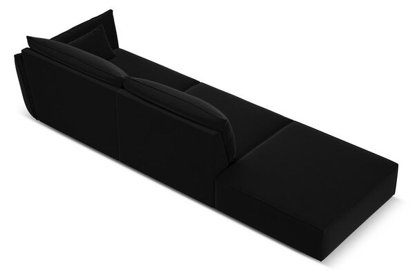 Czarna aksamitna sofa prawostronna 264 cm Vanda – Mazzini Sofas