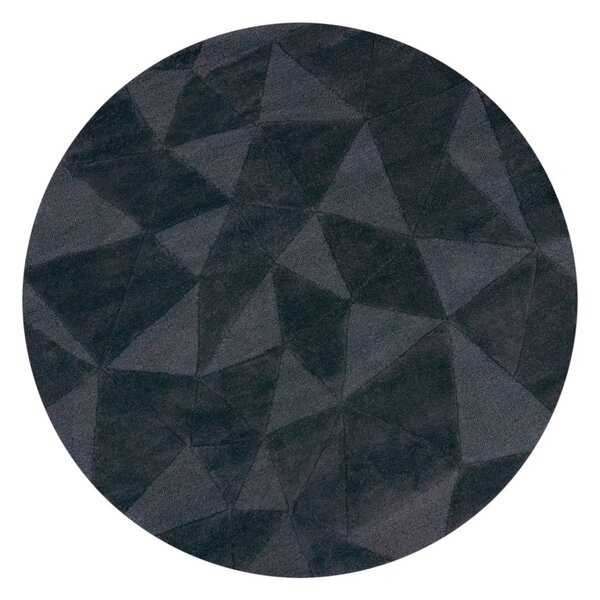 Antracytowy wełniany okrągły dywan tkany ręcznie ø 160 cm Shard Charcoal – Flair Rugs