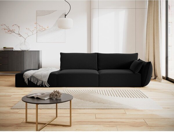 Czarna aksamitna sofa prawostronna 264 cm Vanda – Mazzini Sofas