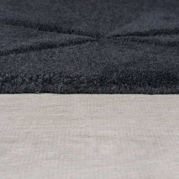 Antracytowy wełniany okrągły dywan tkany ręcznie ø 160 cm Shard Charcoal – Flair Rugs
