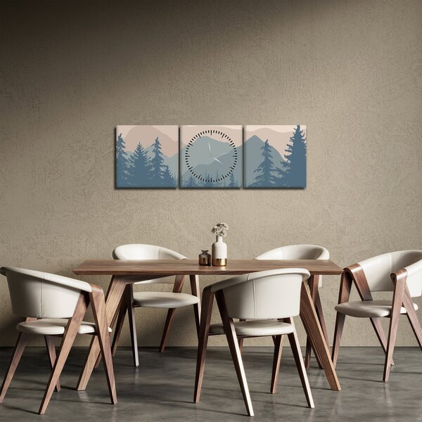 Obraz - Góry Turkusowe N⁰2 (z zegarem) (90x30 cm)