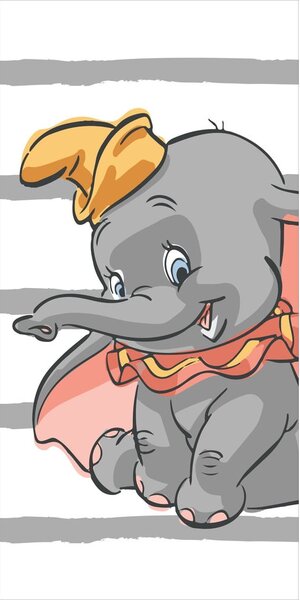 Biało-szary bawełniany ręcznik dziecięcy 70x140 cm Dumbo "Stripe" – Jerry Fabrics