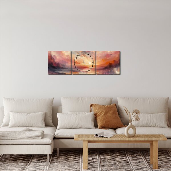 Obraz - Malowane zorze (z zegarem) (90x30 cm)