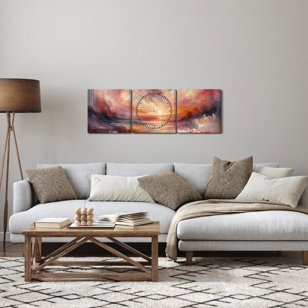 Obraz - Malowane zorze (z zegarem) (90x30 cm)