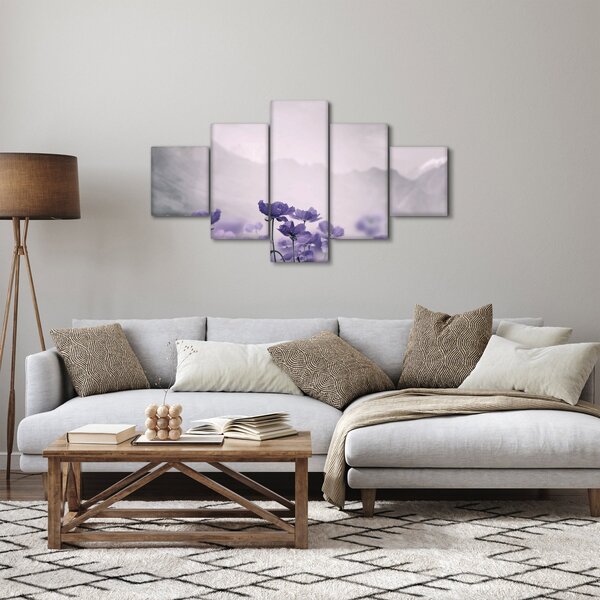 Obraz - Fioletowe kwiaty w górach (125x70 cm)