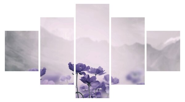 Obraz - Fioletowe kwiaty w górach (125x70 cm)