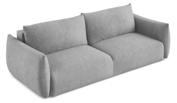 Jasnoszara rozkładana sofa z tkaniny szenilowej 230 cm Leila – Makamii