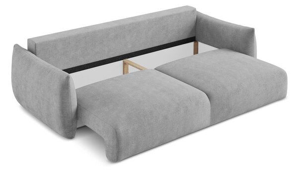 Jasnoszara rozkładana sofa z tkaniny szenilowej 230 cm Leila – Makamii
