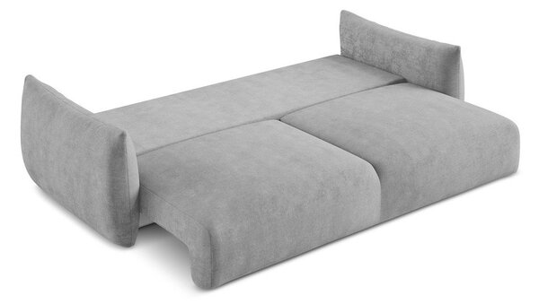 Jasnoszara rozkładana sofa z tkaniny szenilowej 230 cm Leila – Makamii