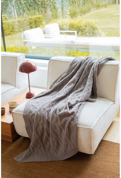 Szarobrązowy koc z mikropluszu 130x170 cm Aspen – Tiseco Home Studio