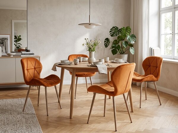 Krzesło jadalniane MANGO VELVET, terakota