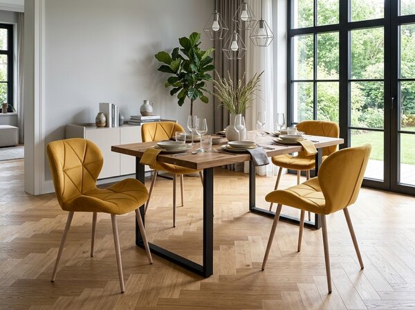 Krzesło jadalniane MANGO VELVET, musztardowe