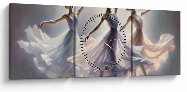 Obraz - Trzy baletki (z zegarem) (90x30 cm)