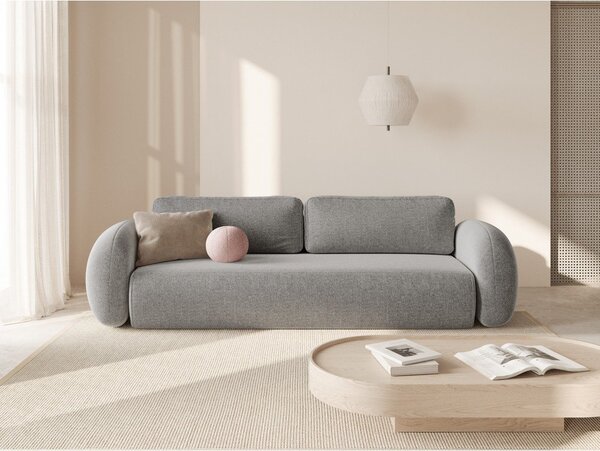 Jasnoszara rozkładana/ze schowkiem sofa z tkaniny szenilowej 262 cm Tonale – Cosmopolitan Design