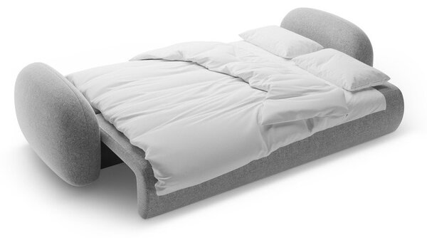 Jasnoszara rozkładana/ze schowkiem sofa z tkaniny szenilowej 262 cm Tonale – Cosmopolitan Design