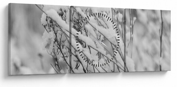 Obraz - Ośnieżone gałęzie (z zegarem) (90x30 cm)