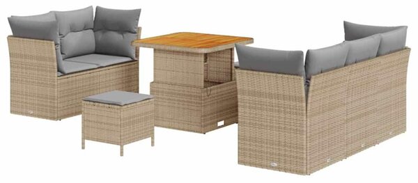 Zestaw Mebli Ogrodowych Komplet Jadalniany 8-Częściowy Beżowy Rattan Na Taras Balkon Ogród