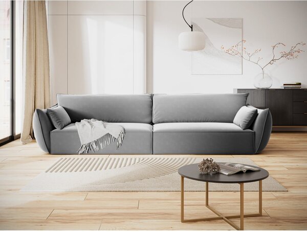 Jasnoszara aksamitna sofa 248 cm Vanda – Mazzini Sofas