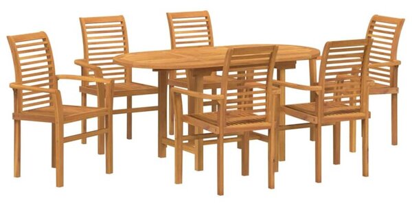 Zestaw Mebli Ogrodowych Komplet Jadalniany 7-Częściowy Brązowy Drewno Na Taras Balkon Ogród