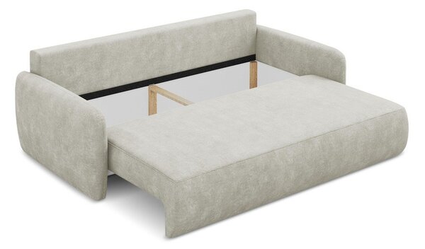 Kremowa rozkładana sofa z tkaniny szenilowej ze schowkiem 218 cm Lilo – Makamii