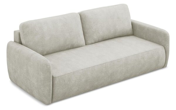 Kremowa rozkładana sofa z tkaniny szenilowej ze schowkiem 218 cm Lilo – Makamii