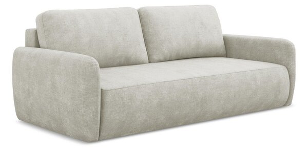 Kremowa rozkładana sofa z tkaniny szenilowej ze schowkiem 218 cm Lilo – Makamii