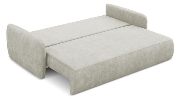 Kremowa rozkładana sofa z tkaniny szenilowej ze schowkiem 218 cm Lilo – Makamii