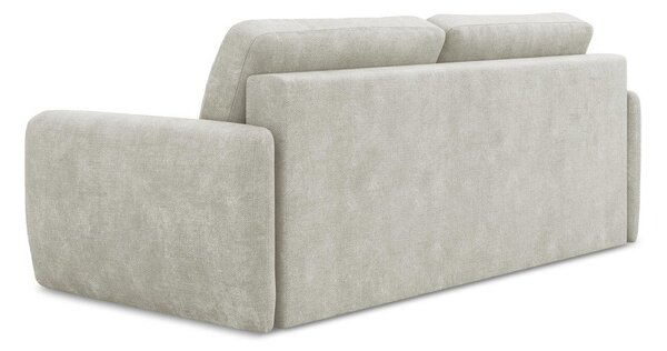 Kremowa rozkładana sofa z tkaniny szenilowej ze schowkiem 218 cm Lilo – Makamii