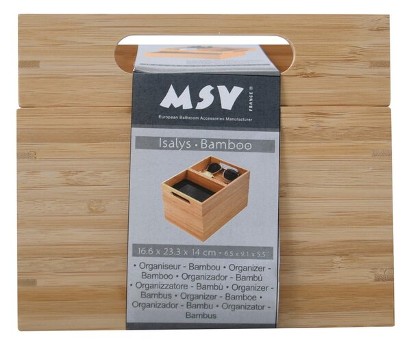 Bambusowy organizer łazienkowy na kosmetyki w naturalnym kolorze Isalys – MSV