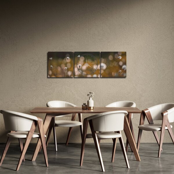Obraz - Łąka z trawą bawełnianą N⁰2 (z zegarem) (90x30 cm)