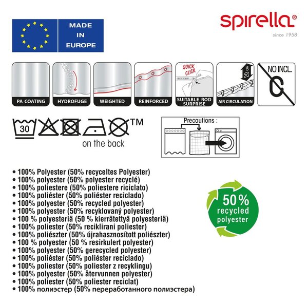 Zasłona prysznicowa 180x200 cm Dolly – Spirella