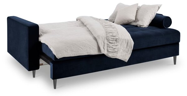Niebieska aksamitna rozkładana sofa Milo Casa Santo