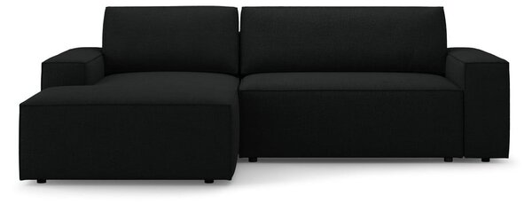 Czarny rozkładany narożnik z materiału bouclé (lewostronny) Jodie – Micadoni Home