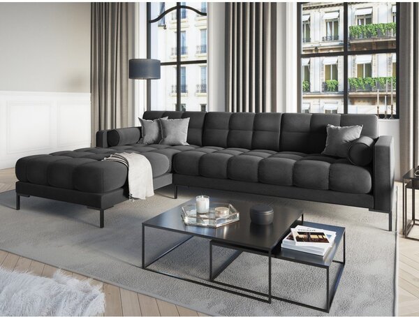 Ciemnoszary aksamitny narożnik Cosmopolitan Design Bali, lewostronny