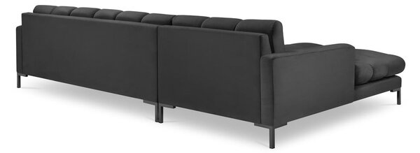 Ciemnoszary aksamitny narożnik Cosmopolitan Design Bali, lewostronny