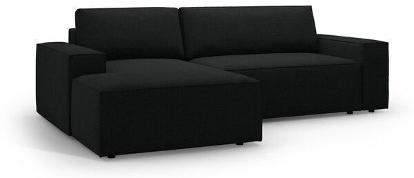 Czarny rozkładany narożnik z materiału bouclé (lewostronny) Jodie – Micadoni Home