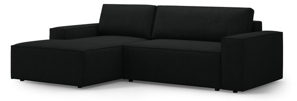 Czarny rozkładany narożnik z materiału bouclé (lewostronny) Jodie – Micadoni Home