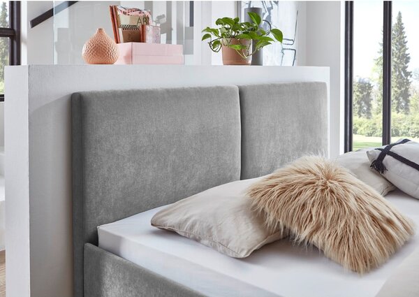 Szare tapicerowane łóżko dwuosobowe ze stelażem 160x200 cm Piano – Meise Möbel