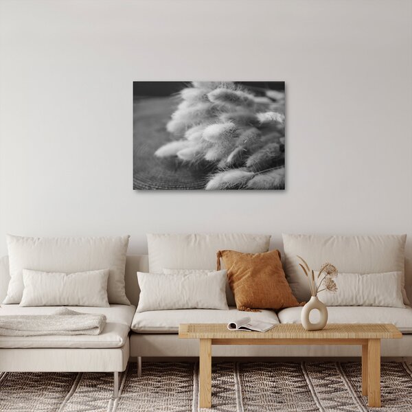 Obraz - trawa z króliczym ogonkiem na stole (70x50 cm)