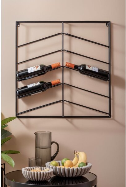 Czarny wiszący metalowy regał na wino liczba butelek 10 67x66x7,5 cm Cuadro – PT LIVING