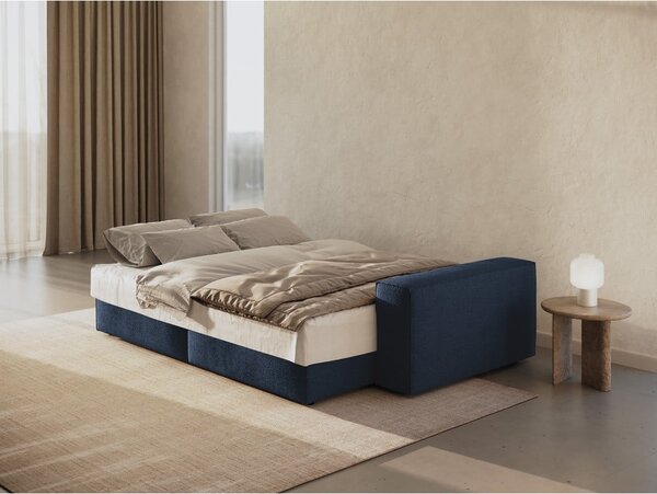 Ciemnoniebieska rozkładana sofa z materiału bouclé 247 cm Jodie – Micadoni Home