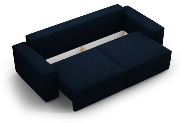Ciemnoniebieska rozkładana sofa z materiału bouclé 247 cm Jodie – Micadoni Home