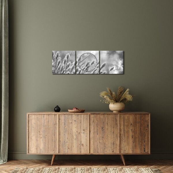 Obraz - Beżowa miękka trawa N⁰1 (z zegarem) (90x30 cm)
